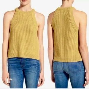Madewell Valley Sweater Tank Ribbed Sleeveless Knit Top - Warm Cider (Yellow)